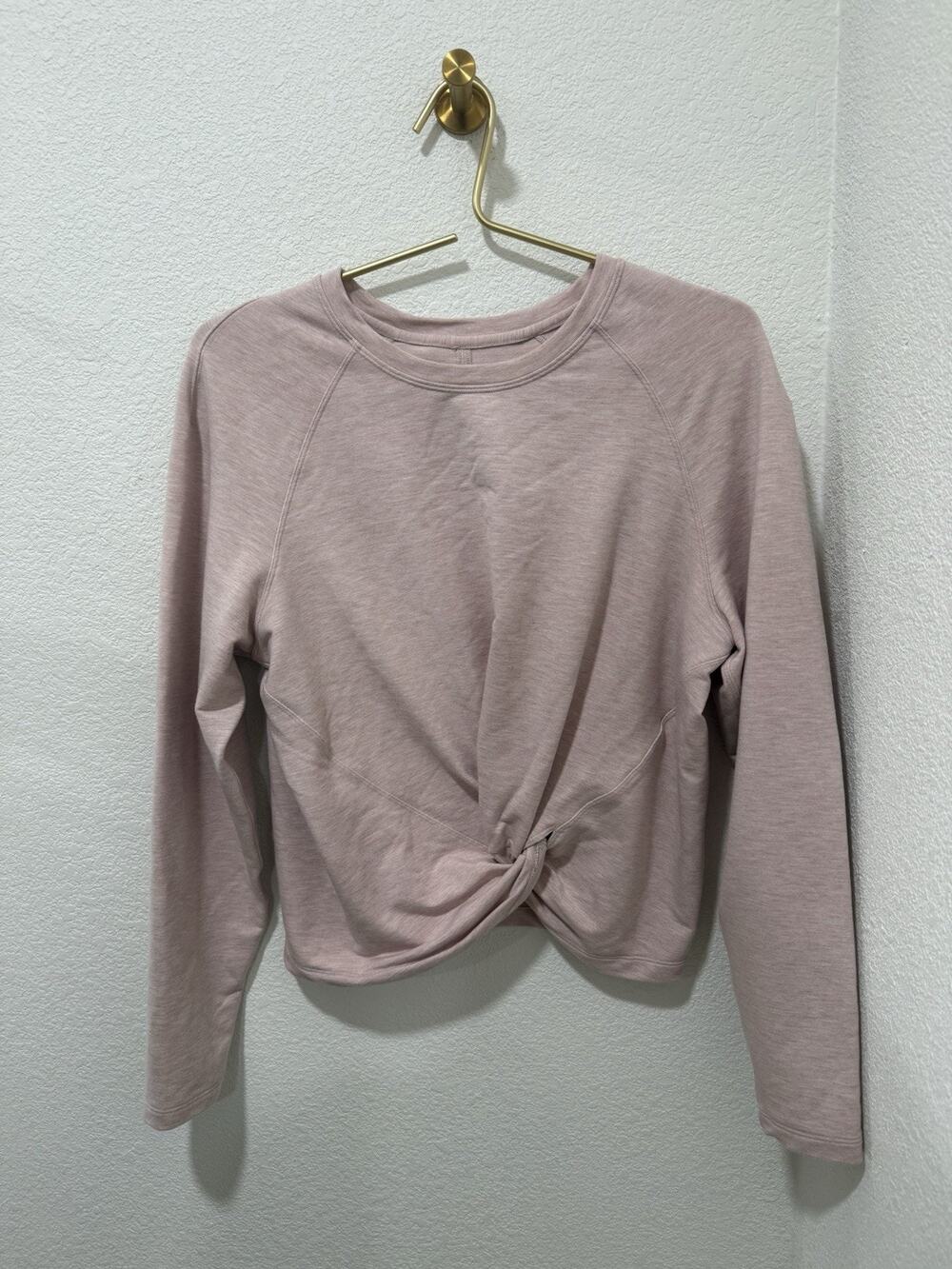 Lululemon Tuck & Gather Top Heather Pink Long Sleeve Sweatshirt Twist size 8